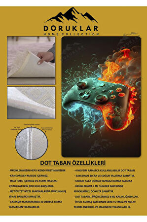 Kaymaz Taban Makinede Yıkanabilir Dijital Baskı Gaming Konsol Desenli Genç Odası Halısı Dot Taban Halı