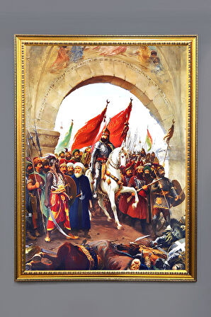 Dekoratif Modern Çerçeveli Fatih Sultan Mehmet Desenli Duvar Tablosu 50x70 CM