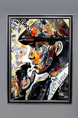 Dekoratif Modern Çerçeveli Thomas Shelby Desenli Duvar Tablosu 50x70 CM