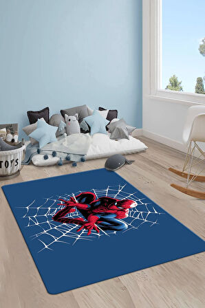 Kaymaz Taban Makinede Yıkanabilir Dijital Baskı Spiderman Desenli Genç Ve Çocuk Odası Halısı Dot Taban Halı
