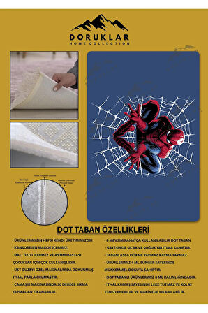 Kaymaz Taban Makinede Yıkanabilir Dijital Baskı Spiderman Desenli Genç Ve Çocuk Odası Halısı Dot Taban Halı