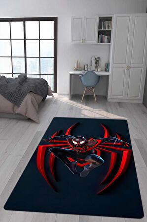 Kaymaz Taban Makinede Yıkanabilir Dijital Baskı Spiderman Desenli Genç Ve Çocuk Odası Halısı Dot Taban Hal