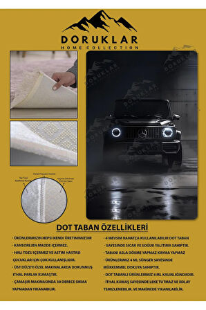 Kaymaz Taban Makinede Yıkanabilir Dijital Baskı Mercedes Desenli Genç Odası Halısı Dot Taban Halı