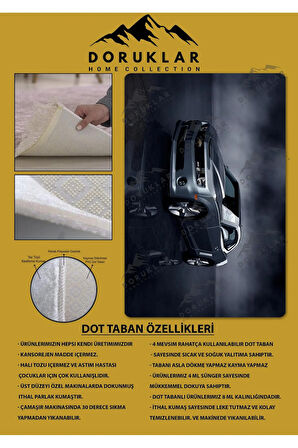 Kaymaz Taban Makinede Yıkanabilir Dijital Baskı Camaro Desenli Genç Odası Halısı Dot Taban Halı