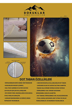 Kaymaz Taban Makinede Yıkanabilir Dijital Baskı Futbol Topu Desenli Genç Odası Halısı Dot Taban Halı
