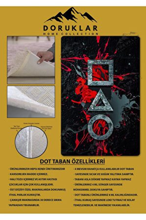Kaymaz Taban Makinada Yıkanabilir Dijital Baskı Squid Game Desenli Genç Odası Halısı Dot Taban Halı