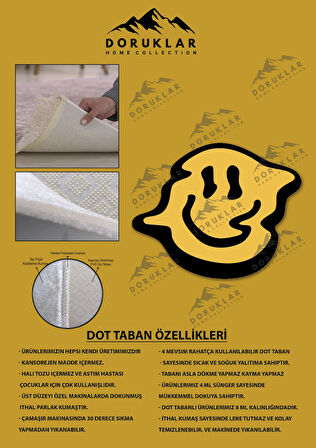 Kaymaz Taban Makinada Yıkanabilir Dijital Baskı Dekoratif Modern Desenli Nes Serisi Dot Taban Halı NES008