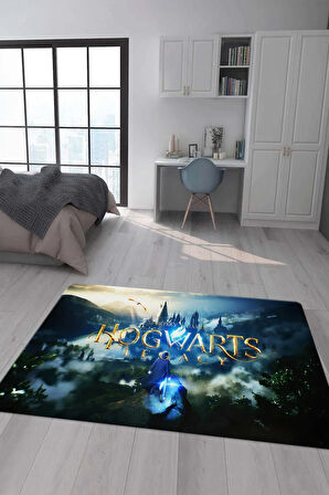 Kaymaz Taban Makinede Yıkanabilir Dijital Baskı Harry Potter Desenli Genç Odası Ve Çocuk Odası Halısı Dot Taban Halı