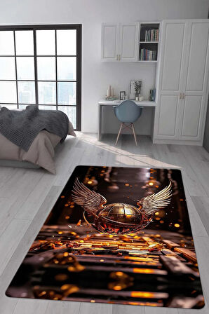 Kaymaz Taban Makinede Yıkanabilir Dijital Baskı Harry Potter Desenli Genç Odası Ve Çocuk Odası Halısı Dot Taban Halı