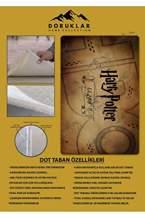 Kaymaz Taban Makinede Yıkanabilir Dijital Baskı Harry Potter Desenli Genç Odası Ve Çocuk Odası Halısı Dot Taban Halı