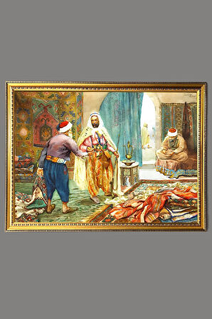 Dekoratif Modern Gold Çerçeveli Oryantalist Osmanlı Desenli Duvar Tablosu 50x70 CM