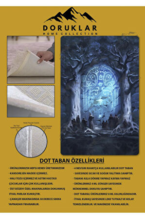Kaymaz Taban Makinede Yıkanabilir Dijital Baskı Yüzüklerin Efendisi Desenli Genç Odası Ve Çocuk Odası Halısı Dot Taban Halı