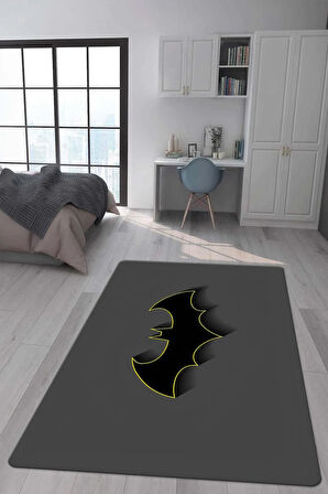 Kaymaz Taban Makinede Yıkanabilir Dijital Baskı Batman Desenli Genç Odası Ve Çocuk Odası Halısı Dot Taban Halı