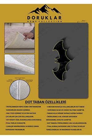 Kaymaz Taban Makinede Yıkanabilir Dijital Baskı Batman Desenli Genç Odası Ve Çocuk Odası Halısı Dot Taban Halı