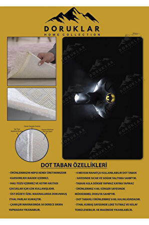 Kaymaz Taban Makinede Yıkanabilir Dijital Baskı Batman Desenli Genç Odası Ve Çocuk Odası Halısı Dot Taban Halı