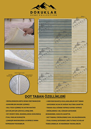 Kaymaz Taban Yıkanabilir Dijital Baskı Dekoratif Modern Desenli Alfa Serisi Dot Taban Halı ALF11