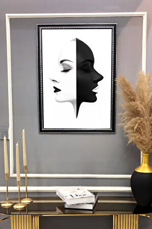 Dekoratif Modern Desenli Çerçeveli Tablo Duvar Tablosu 50x70cm
