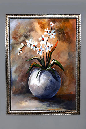 Dekoratif Modern Desenli Çerçeveli Tablo Duvar Tablosu 50x70cm