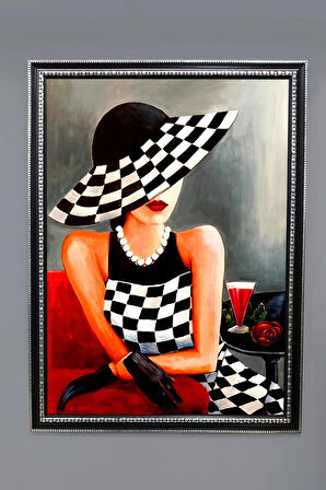 Dekoratif Modern Desenli Çerçeveli Tablo Duvar Tablosu 50x70cm