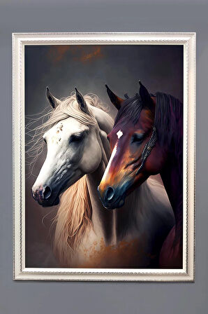 Dekoratif Modern Desenli Çerçeveli Tablo Duvar Tablosu 50x70cm