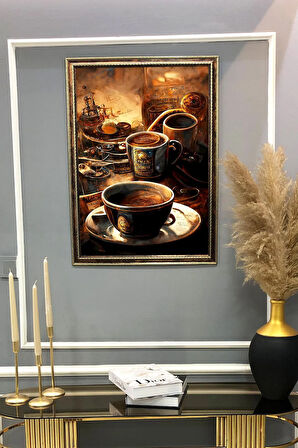 Dekoratif Modern Desenli Çerçeveli Tablo Duvar Tablosu 50x70cm