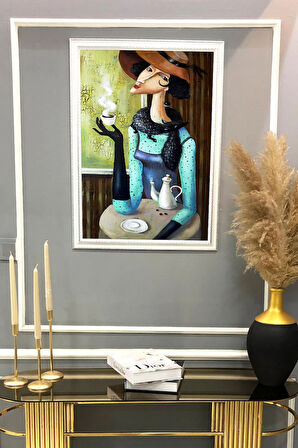 Dekoratif Modern Desenli Çerçeveli Tablo Duvar Tablosu 50x70cm