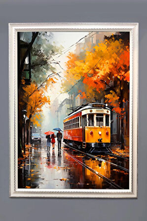 Dekoratif Modern Desenli Çerçeveli Tablo Duvar Tablosu 50x70cm
