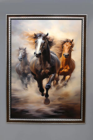 Dekoratif Modern Desenli Çerçeveli Tablo Duvar Tablosu 50x70cm