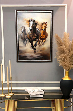 Dekoratif Modern Desenli Çerçeveli Tablo Duvar Tablosu 50x70cm