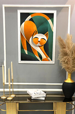 Dekoratif Modern Desenli Çerçeveli Tablo Duvar Tablosu 50x70cm