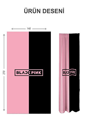 Dijital Baskı Yıkanabilir Blackpink Desenli 2 Kanat Bebek ve Çocuk Odası Fon Perdesi