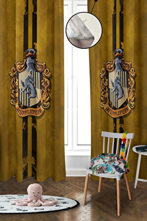 Dijital Baskı Yıkanabilir Harry Potter Desenli 2 Kanat Bebek ve Çocuk Odası Fon Perdesi