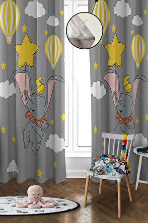 Dijital Baskı Yıkanabilir Fil Desenli 2 Kanat Bebek ve Çocuk Odası Fon Perdesi