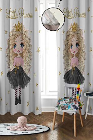 Dijital Baskı Yıkanabilir Kız Desenli 2 Kanat Bebek ve Çocuk Odası Fon Perdesi