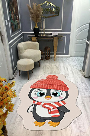Kaymaz Taban Yıkanabilir Dijital Baskı Yılbaşı Desenli Dot Taban Halı