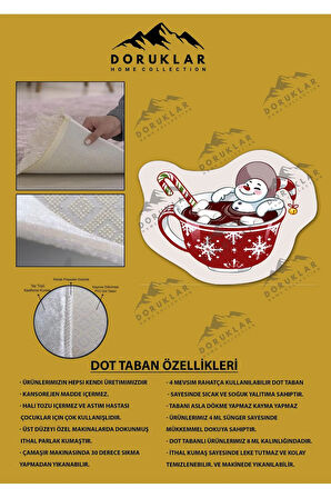 Kaymaz Taban Yıkanabilir Dijital Baskı Yılbaşı Desenli Dot Taban Halı