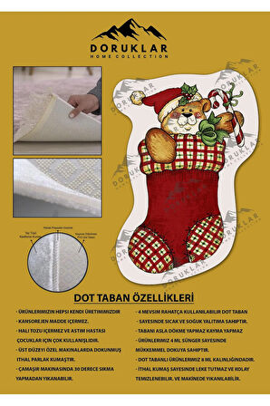 Kaymaz Taban Yıkanabilir Dijital Baskı Yılbaşı Desenli Dot Taban Halı