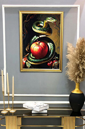 Dekoratif Modern Desenli Çerçeveli Tablo Duvar Tablosu 50x70cm