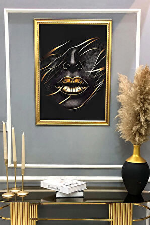 Dekoratif Modern Desenli Çerçeveli Tablo Duvar Tablosu 50x70cm