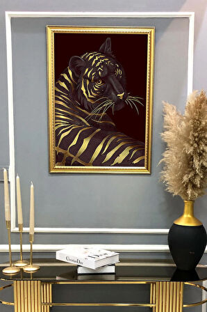 Dekoratif Modern Desenli Çerçeveli Tablo Duvar Tablosu 50x70cm
