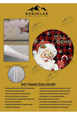 Kaymaz Taban Yıkanabilir Dijital Baskı Yılbaşı Desenli Dot Taban Halı