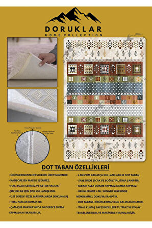 Kaymaz Taban Yıkanabilir Dijital Baskı Dekoratif Modern Desenli Marry Serisi Dot Taban Halı MRY03