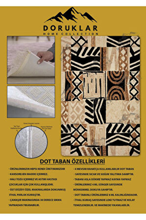 Kaymaz Taban Yıkanabilir Dijital Baskı Dekoratif Modern Desenli Marry Serisi Dot Taban Halı MRY04