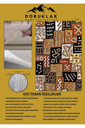 Kaymaz Taban Yıkanabilir Dijital Baskı Dekoratif Modern Desenli Marry Serisi Dot Taban Halı MRY09