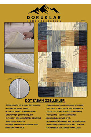Kaymaz Taban Yıkanabilir Dijital Baskı Dekoratif Modern Desenli Marry Serisi Dot Taban Halı MRY10