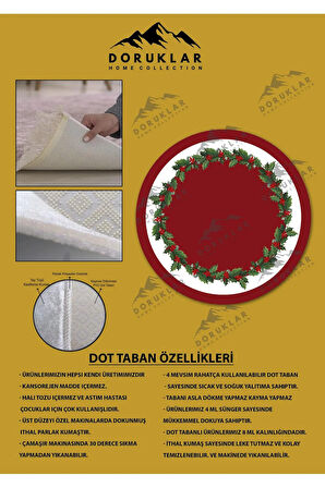 Kaymaz Taban Yıkanabilir Dijital Baskı Yılbaşı Desenli Dot Taban Halı