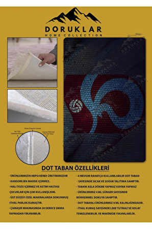 Kaymaz Taban Makinada Yıkanabilir Dijital Baskı Modern Desenli Genç Odası ve Çocuk Odası Halısı Dot Taban Halı