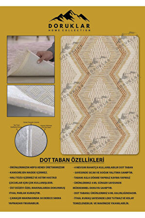 Kaymaz Taban Yıkanabilir Dijital Baskı Dekoratif Modern Desenli Dora Serisi Dot Taban Halı DR02