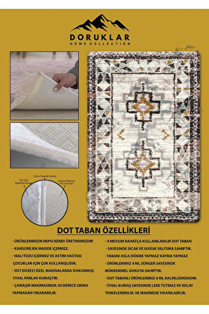 Kaymaz Taban Yıkanabilir Dijital Baskı Dekoratif Modern Desenli Dora Serisi Dot Taban Halı DR23