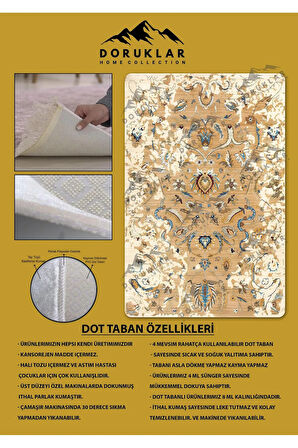 Kaymaz Taban Yıkanabilir Dijital Baskı Dekoratif Modern Desenli Dora Serisi Dot Taban Halı DR25